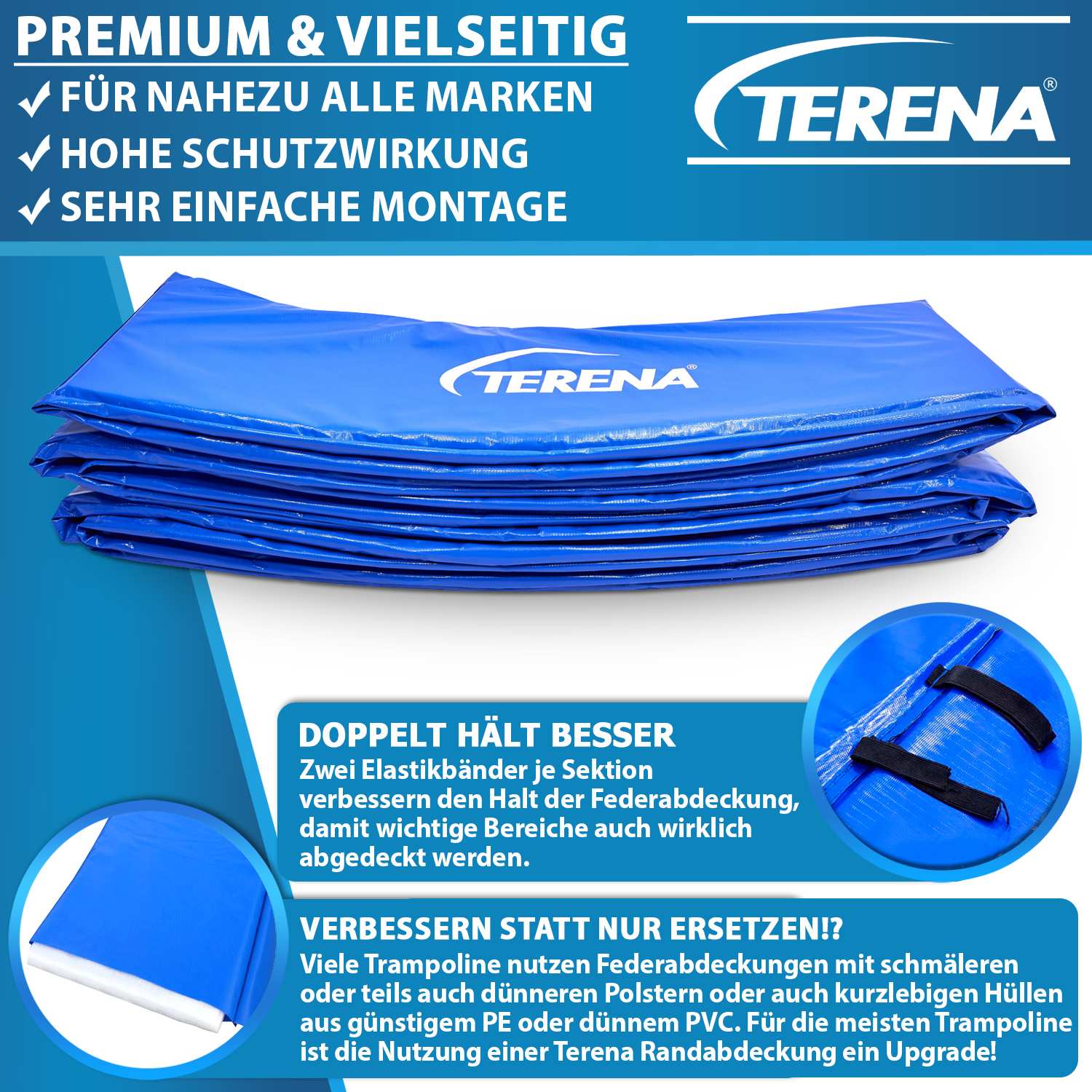 Terena® Federabdeckung Randabdeckung für Trampolin 366 cm