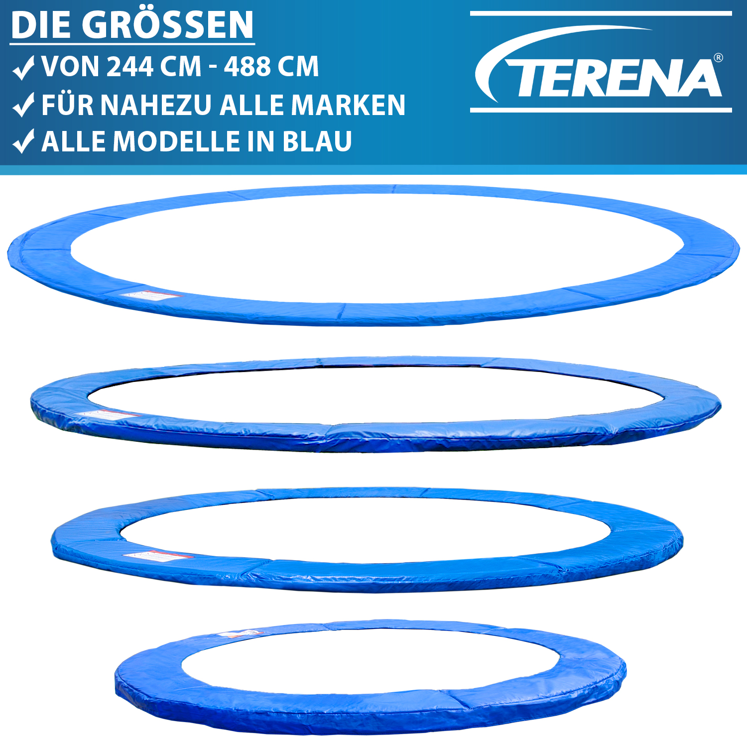 Terena Federabdeckung 305 cm Randabdeckung für Trampolin blau