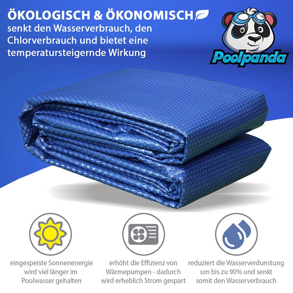 Poolpanda Premium Solarfolie 800 x 500 cm rechteckig | Stärke 400 µm | schwarz/blau | zuschneidbar