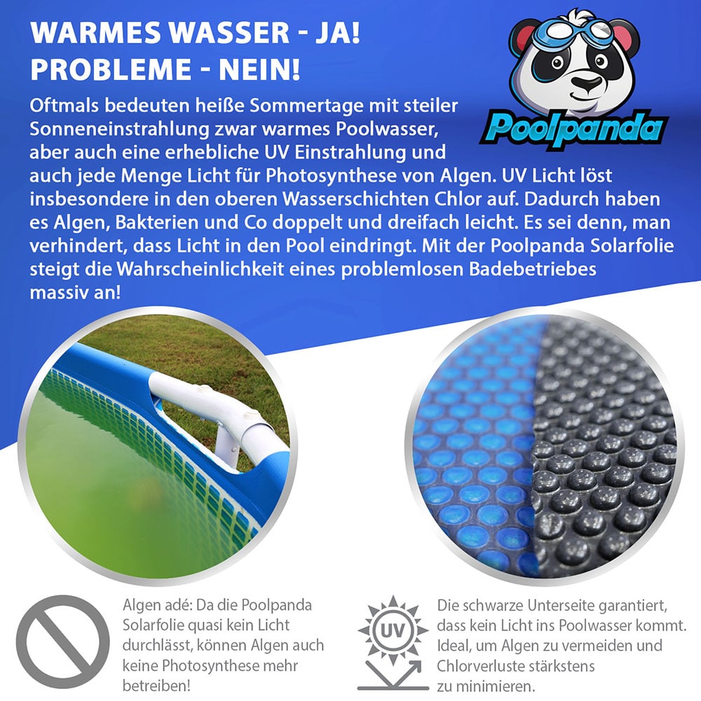 Poolpanda Premium Solarfolie 800 x 500 cm rechteckig | Stärke 400 µm | schwarz/blau | zuschneidbar