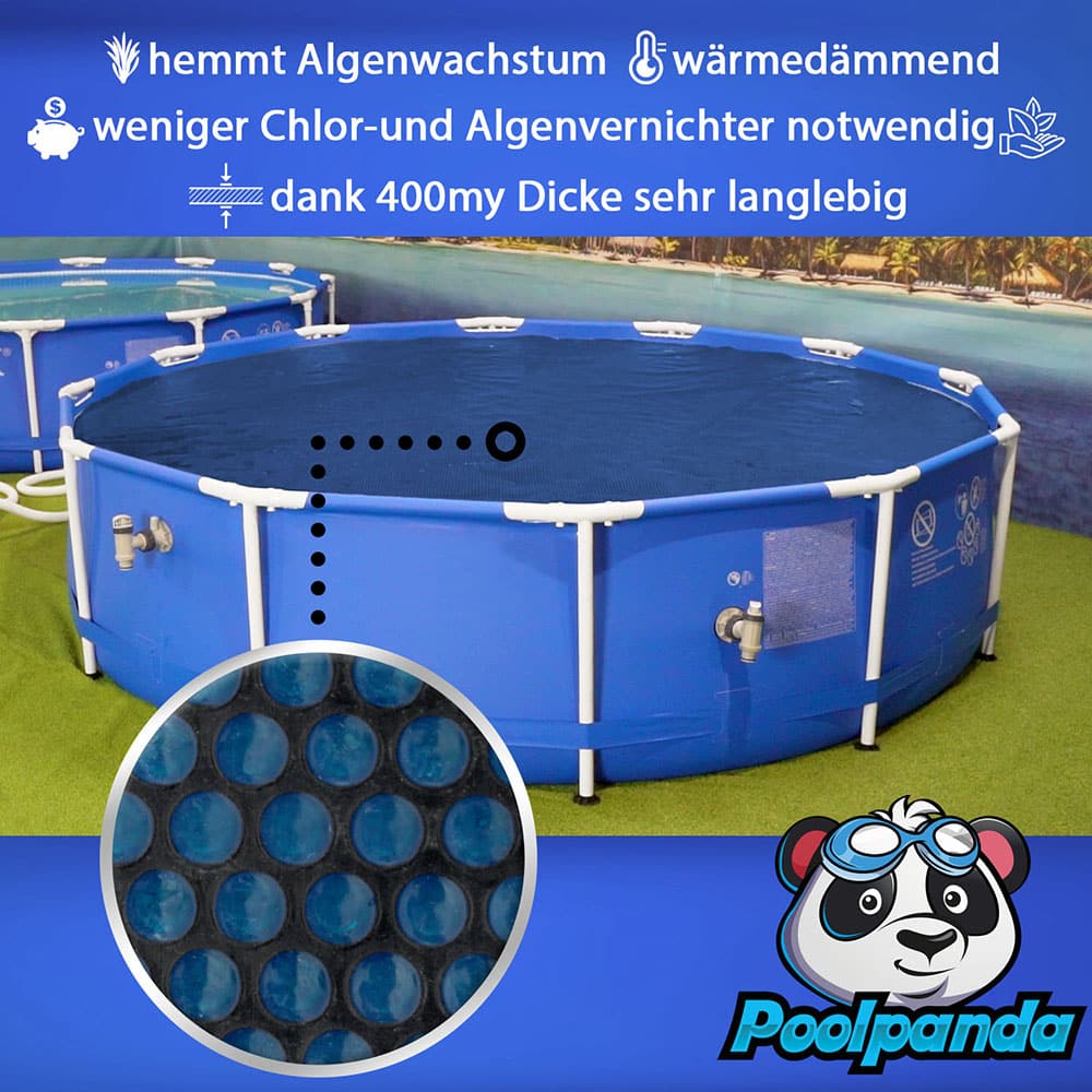 Poolpanda Premium Solarfolie 800 x 500 cm rechteckig | Stärke 400 µm | schwarz/blau | zuschneidbar