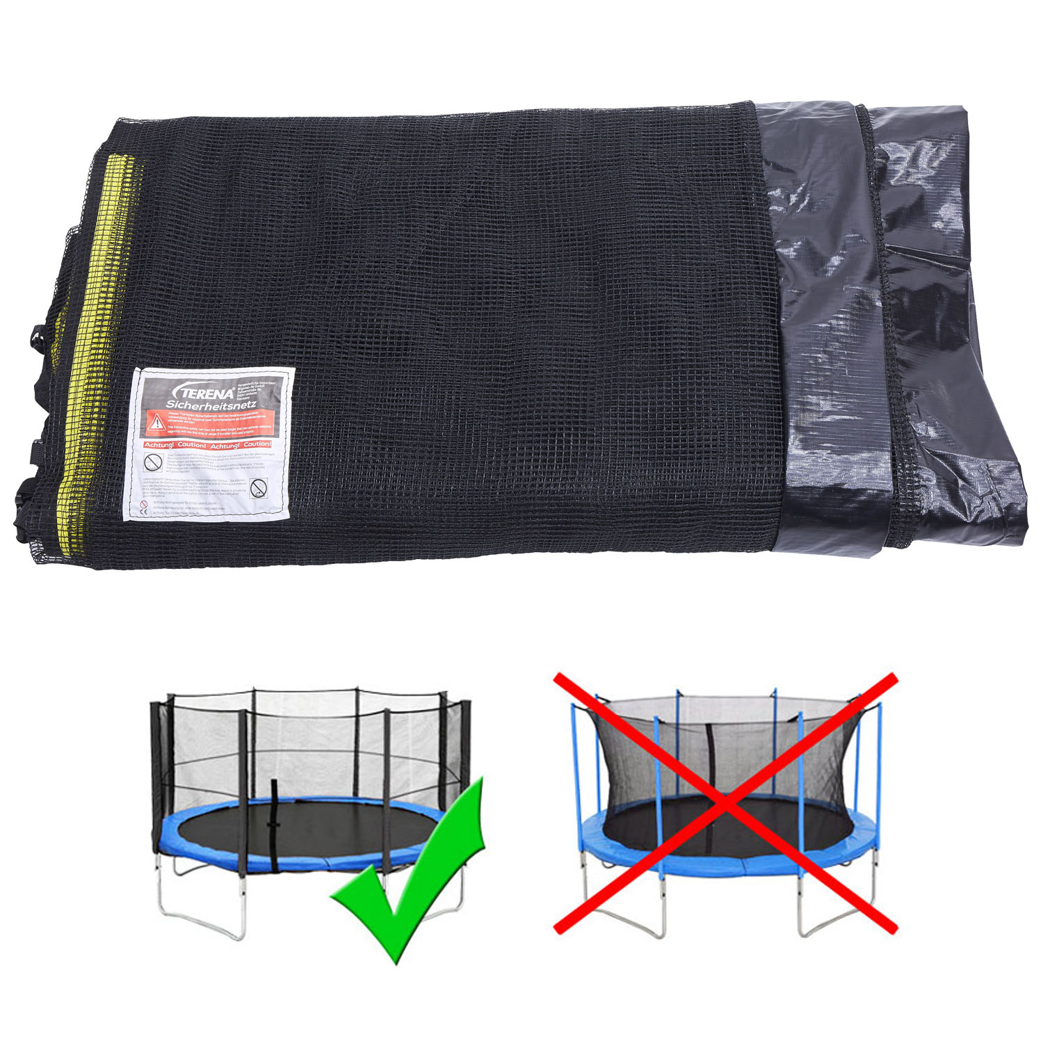 Terena Sicherheitsnetz Premium Ersatznetz für Trampolin 305 cm mit 8 Stangen