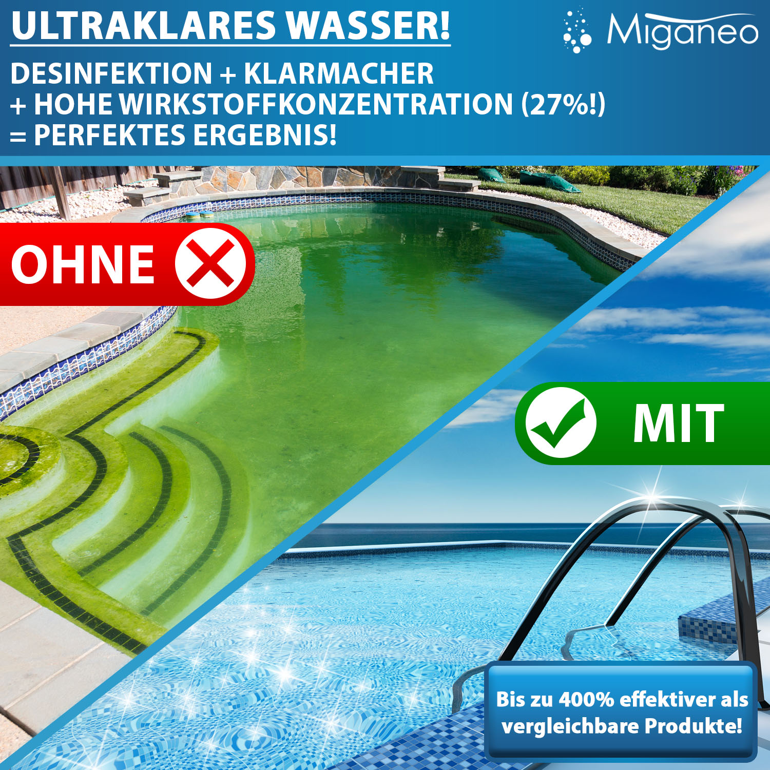 Miganeo Ultraklar 2-in-1 hochkonzentriertes Algezid + Klarmacher 5 l