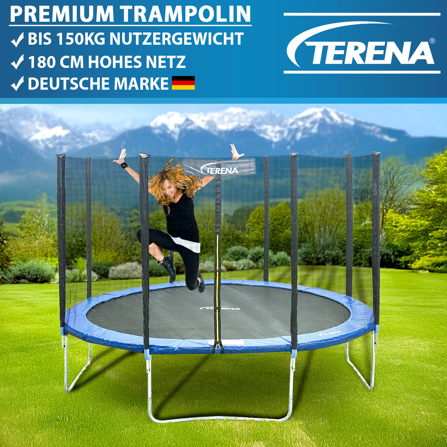 Terena Sicherheitsnetz Trampolin 366 mit - bis 150kg